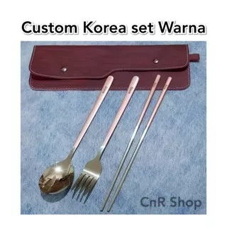 sendok garpu sumpit korea stainless custom grafir personal spoon fork chopsticks hampers souvenir