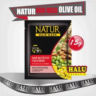 NATUR HAIR MASK OLIVE OIL 15G natur olive oil masker rambut diwarnai natur masker rambut di cat