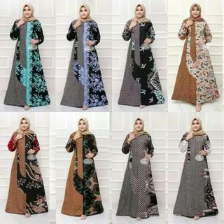 Gamis Batik Modern Premium Dress Muslim Gamis Batik Kombinasi Gamis Batik Jumbo Ld110cm Ld120cm Original