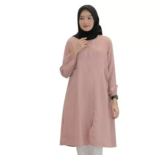 WINDIA FASHION Tunik Busui Wanita Dayla Tunik Import Full Kancing Depan Terbaru jumbo Tunic Rayon Polos Panjang Hitam Adem Dewasa Remaja Ori Model Terbaru Kekinian 2021 Daily Harian Formal Kerja Murah Nampol Tangan Pertama Real Pict Gratis Ongkir Promo