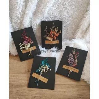 Kartu Ucapan Bunga Kering/Dried flower greeting card /Kartu ucapan aesthetic-hitam