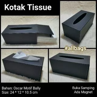 Kotak Tissue Magnet Kulit Oscar PREMIUM Motif Bally Facial Tempat Tisu Box Mobil Rumah Kantor