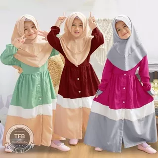 Gamis Anak 5-7 Tahun - Baju Anak Perempuan - Baju Muslim Anak Perempuan - Gamis Anak Bergo - Momozie