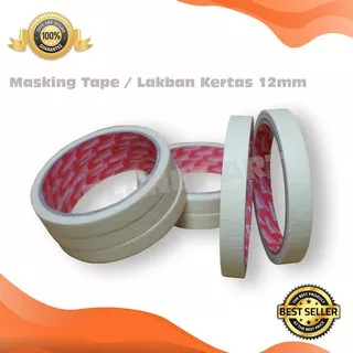 MASKING TAPE 12 MM / LAKBAN KERTAS 12 MM / SOLATIP LAKBAN PEMBATAS PENGECATAN