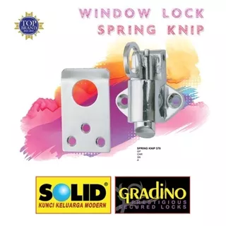 Spring Knip Solid 378 / Grendel Kodok / Grendel Slot Pintu Jendela - Gold Plated