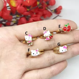 promo Cincin Anak Xuping HK Kitty Kucing Strawberry Lapis Emas - BR317