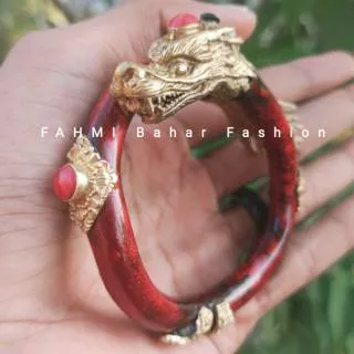 Gelang Akar Bahar Merah Naga Alpaka Gold