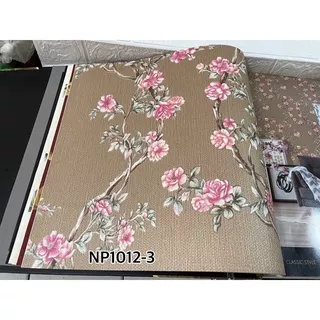 Wallpaper Dinding Bunga Sakura Pink Coklat Cream Kuning