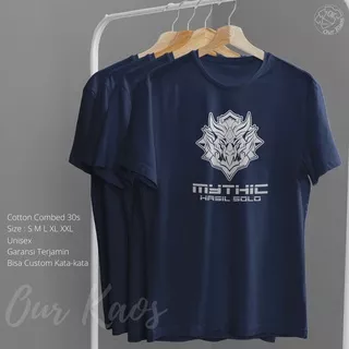 Kaos Pria Distro Mobile Legend Tulisan Mythic Hasil Solo Baju T-shirt Gamer Game Online Esport Gaming Cowok Cewek Unisex Keren Murah Original Cotton Combed Lengan Pendek Sablon Custom Our Kaos