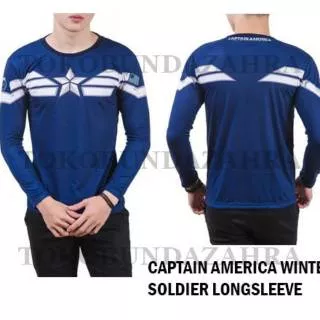 Kaos Superhero Dewasa Baju Captain America Winter Soldier Longsleeve