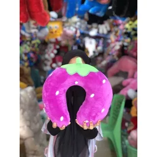 Bantal Leher karakter Buah strawberry Bantal Leher Mobil cute