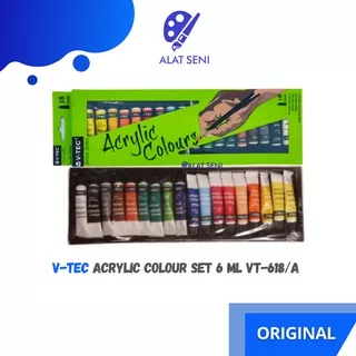 Cat Akrilik / V-TEC ACRYLIC COLOURS 6 ML SET 18 / V-TEC CAT AKRILIK 18 WARNA / PAKET CAT AKRILIK