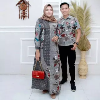 HARGA SATU SET COUPLE GAMIS BATIK MODERN - BAJU BATIK COUPLE MODERN