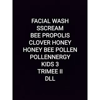 Facial Wash HDI, SSCream HDI, Bee Propolis HDI, Clover Honey HDI, Pollennergy HDI, Royal Jelly HDI, Trimee II HDI, Honey Bee Pollen HDI, Kids 3 HDI, Aloe Propolis Cream HDI