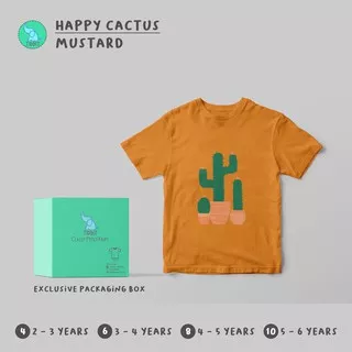 Kaos Anak Laki-laki | Kaos Anak Perempuan - Happy Cactus - Mustard