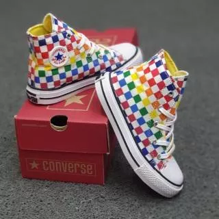 OBRAL SEPATU ANAK CONVERSE 70S HIGH KOTAK RAINBOW TALI KIDS