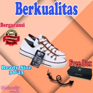 SEPATU CONVERSE PEACHED OX LOW WHITE PUTIH PENDEK ALL STAR TALI COKLAT PRIA WANITA SNEAKERS KONVERS