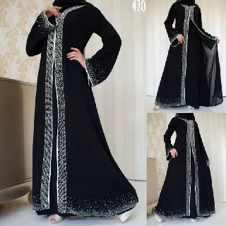 gamis abaya maxi gamis syari abaya hitam dubai turkey wanita fashion muslim murah Abaya Muslimah 470
