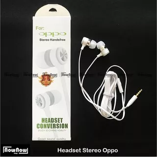 Headset Earphone Handsfree Stereo Oppo Putih Find 3 7 9 F1S F3 F5 F9 R1X R1 R5 R9 R7S R7 A31 A39 A57