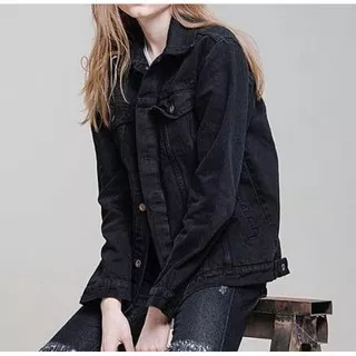 Jaket Jeans Denim Wanita Cewek Oversize Jumbo Hitam Sandwash Big size Bio Blitz Wash Biru Muda Tua