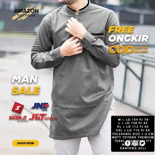 ATASAN MUSLIM PRIA BAJU KOKO WARNA GREY ABU BAHAN TOYOBO PREMIUM ORIGINAL TEBAL MURAH ASLI IMPORT