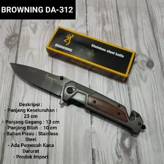 PISAU SURVIVAL MULTIFUNSI PISAU LIPAT DA312 - PISAU BROWNING DA312 - PISAU BERBURU - PISAU OUTDOOR - PISAU CAMPING - PISAU LIPAT DA 312 CAMPING SURVIVAL KIT