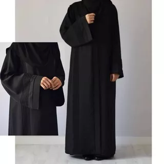 Baju Gamis Abaya List Hitam Polos Kombinasi Plisket Maxi Dress Arab Saudi Bordir Zephy Turki Umroh Dubai Jubah Wanita Exclusive