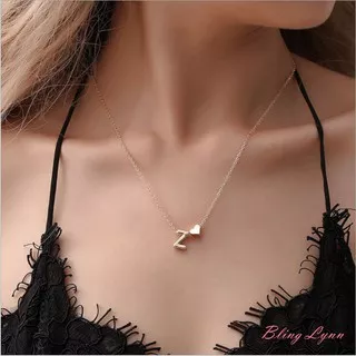 JA03-Jewelry Peach Heart Pendant Capital 26 English Letter Necklace Simple Fashion Heart-shaped Love Clavicle Chain