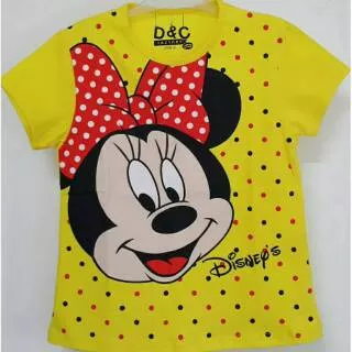 KAOS ANAK KARAKTER MINNIE POLKA KUNING 1 - 10 TH