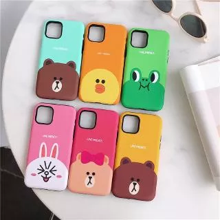 2 in 1 Shockproof iPhone Case Line Friends Cartoon Brown & Cony & Sally & Choco Cover for iPhone 11/11 pro/11 pro max /X XS MAX XR/SE2020 iPhone 6 7 8 Plus