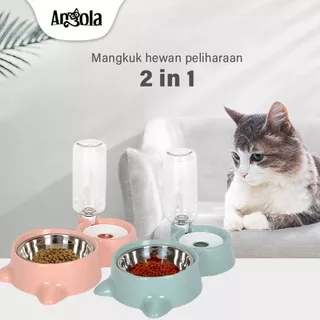 Angola Tempat Makan Anjing M01 Kucing Dispenser Minum Pet Feeder Plate 2 in 1