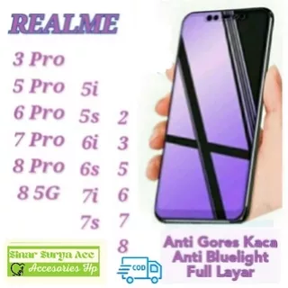 COD ANTI GORES KACA BLUELIGHT ( REALME 2 3 5 6 7 8 REALME 5i 5s 6i 6s 7i 7s 3 PRO 5 PRO 6 PRO 7 PRO 8 PRO 8 5G TEMPERED GLASS PELINDUNG LAYAR SCREEN PROTECTOR FULL SCREEN FULL LAYAR FULL LEM BLUE AG