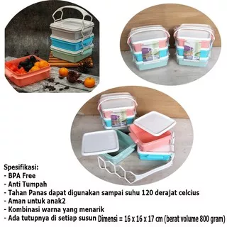 Calista KOBE Rantang 3 Susun / Lunch Box / Tempat Makan / Rantang Piknik