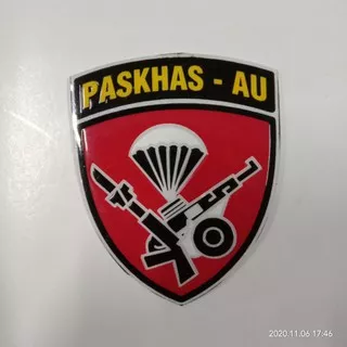 Stiker Embos paskhas AU | Stiker Paskhas | Stiker TNI AU timbul | Stiker kaca | Stiker motor