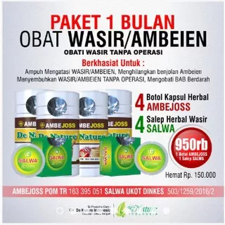 Obat Herbal Ambejoss Salwa Wasir Atau Ambeien deNature Dijamin ASLI Pria Dan Wanita (4 Minggu)