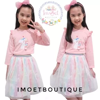 imoet.boutique - Setelan rok tutu unicorn rainbow | set atasan bawahan anak cewek kuda poni pelangi(GI0779)