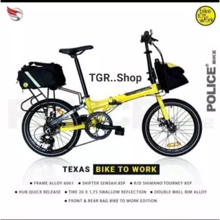 Sepeda lipat 20 inch Element Police Texas Bike To Work B2W 8speed