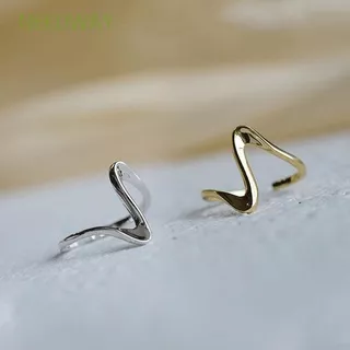NEEDWAY Elegant Fashion Accessories Minimalist Opening Ring Finger Ring Thumb Ring For Women Girl Smooth Waves Thin Chic Party Jewelry/Multicolor