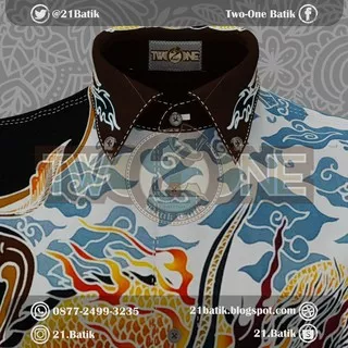 BATIK TULIS KEMEJA PRIA MOTIF NAGA DAN KERIS NOGOSOSRO (FREE MASKER BATIK)