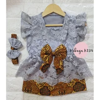 READY STOK! Kebaya Kutubaru Bayi dan Anak Cewek Warna Abu-abu