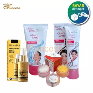 Paket Lengkap Fair & Lovely 4in1 - Facial Foam 50g + Cream Susun Day & Night Cream + Pelembab plus serum gold hanasui