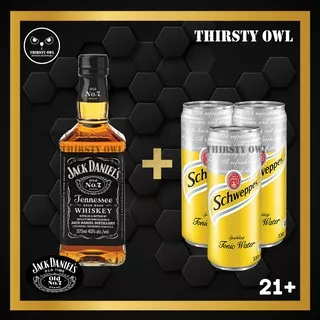 Jack Daniels No. 7 Tennesse Whisky 375ml + 3 Can Schweppes Tonic Water