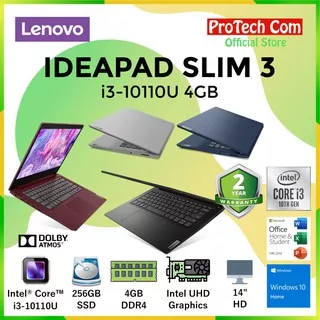 LAPTOP LENOVO IDEAPAD SLIM 3 i3-10110U 4GB 256GB SSD 14 FHD W10 OHS