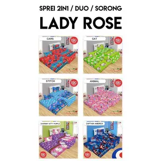 Sprei SORONG DUO Lady Rose 120x200 motif CARS CAT ANIMAL STITCH KITTY - Single 120 LADYROSE 2in1 SP