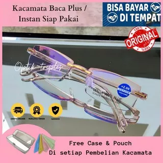 Kacamata Baca Plus Anti Radiasi Blueray Rimless Frameless Pria Wanita Kacamata Bor Tanpa Bongkai Bor