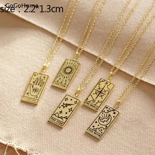 ?GOGO? Tarot Card Necklaces For Women Stainless Steel World Sun Moon Eye Pendant Neckla .