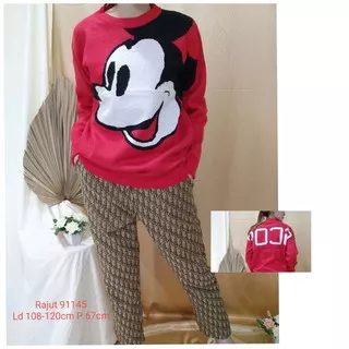 RICHFASHION14- ATASAN RAJUT JUMBO GU*CI/PREMIUM RAJUT G*C MERAH MICKEY