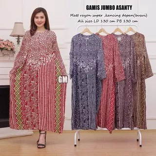 Pakaian wanita model longdres atau gamis ukuran JUMBO kain rayon motif batik harga promo untuk busui