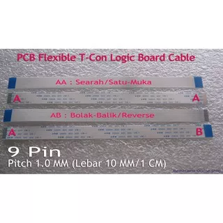 PCB Flexible AWM 9 Pin Pitch 1.0mm (Lebar 1 CM) TTL LCD-LED DVD T-Con Panel Cable