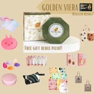 Golden viera packaging terbaru free 2 gift tempat sabun + jaring sabun golden viera